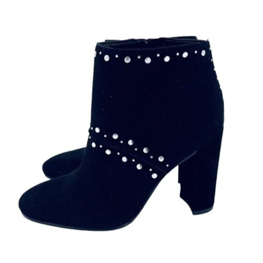 Sam Edelman Ankle Boots Suede Leather Studded Black Heel SZ 6.5 New $160